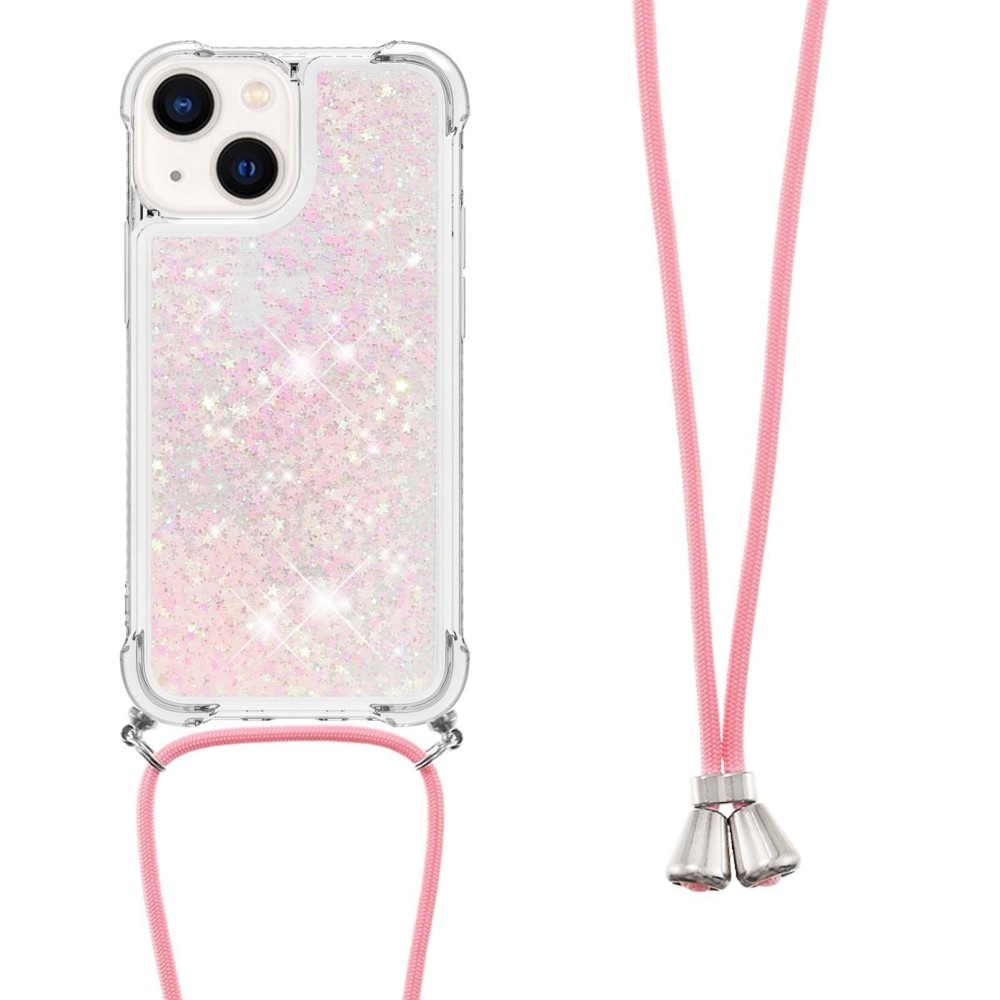 iPhone 14 Backcover hoes Glitter Rose Zilver