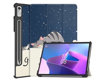 Lunso - Lenovo Tab P11 Pro Gen 2 (2e generatie) - Tri-Fold Bookcase hoes - Lazy Cat