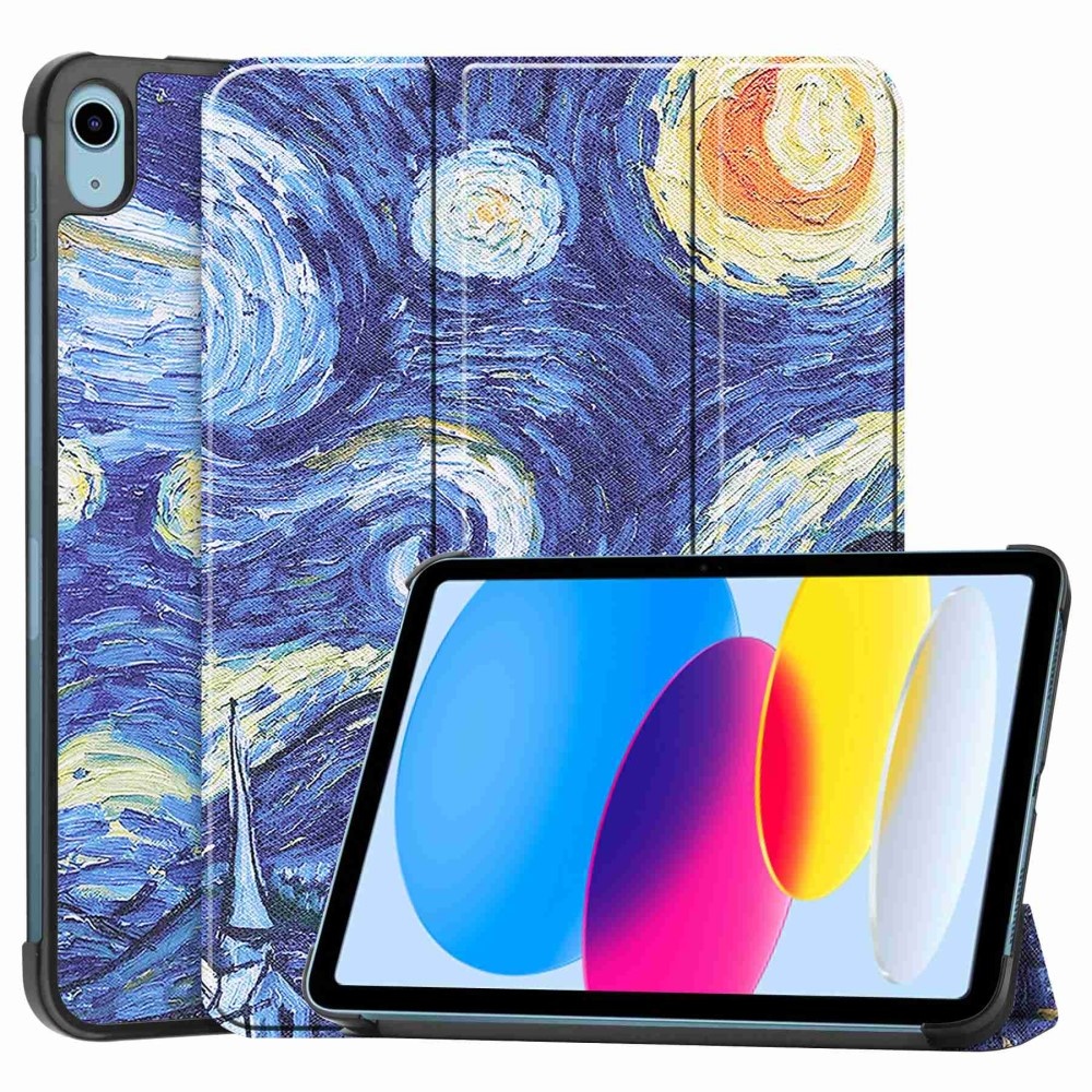 Lunso - iPad 10 (2022) - Tri-Fold Bookcase hoes - Van Gogh Sterrennacht