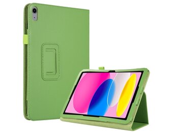 Lunso - iPad 10 (2022) - Stand flip Bookcase hoes - Groen