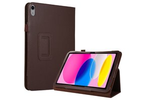 Lunso - iPad 10 (2022) - Stand flip Bookcase hoes - Bruin