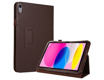 Lunso - iPad 10 (2022) - Stand flip Bookcase hoes - Bruin