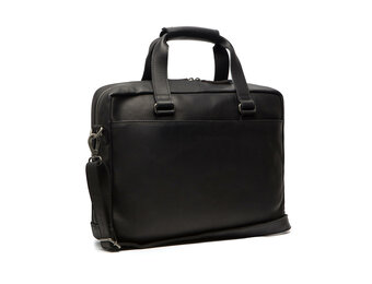Chesterfield - Manhattan - Lederen Laptoptas - 15 inch - Schoudertas - Zwart