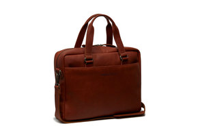 Chesterfield - Manhattan - Lederen Laptoptas - 15 inch - Schoudertas - Cognac