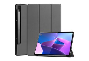 Lunso - Lenovo Tab P12 Pro - Tri-Fold Bookcase hoes - Grijs