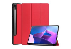 Lunso - Lenovo Tab P12 Pro - Tri-Fold Bookcase hoes - Rood