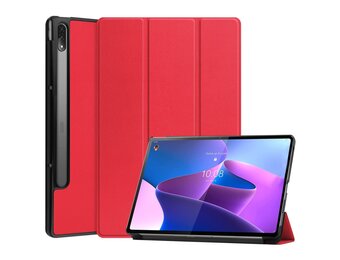 Lunso - Lenovo Tab P12 Pro - Tri-Fold Bookcase hoes - Rood