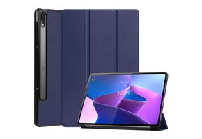 Lunso - Lenovo Tab P12 Pro - Tri-Fold Bookcase hoes - Donkerblauw