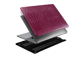 Lunso MacBook Air 13 inch (2022-2026) cover hoes - case - Croco Fuchsia