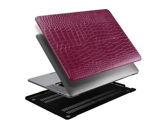 Lunso MacBook Air 13 inch (2022-2025) cover hoes - case - Croco Fuchsia