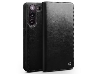 Qialino - Samsung Galaxy S23 Plus - Leren bookcase hoes - Zwart