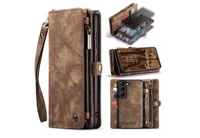 Caseme - Samsung Galaxy S23 - Vintage 2 in 1 portemonnee hoes - Bruin
