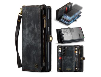 Caseme - Samsung Galaxy S23 Plus - Vintage 2 in 1 portemonnee hoes - Zwart
