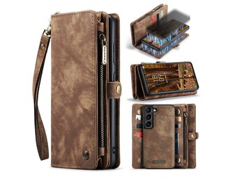 Caseme - Samsung Galaxy S23 Plus - Vintage 2 in 1 portemonnee hoes - Bruin