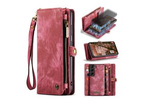 Caseme - Samsung Galaxy S23 Plus - Vintage 2 in 1 portemonnee hoes - Rood