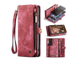 Caseme - Samsung Galaxy S23 Plus - Vintage 2 in 1 portemonnee hoes - Rood