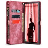 Samsung Galaxy S23 Ultra Vintage 2 in 1 portemonnee hoes - Rood