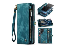 Caseme - Samsung Galaxy S23 Ultra - Vintage 2 in 1 portemonnee hoes - Blauw