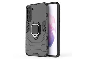 Lunso - Samsung Galaxy S23 - Armor backcover hoes met ringhouder - Zwart