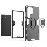 Samsung Galaxy S23 Ultra Armor backcover hoes met ringhouder - Zwart
