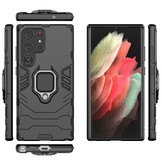Samsung Galaxy S23 Ultra Armor backcover hoes met ringhouder - Zwart