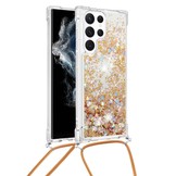 Samsung Galaxy S23 Ultra Telefoonhoes met koord - Glitter Goud