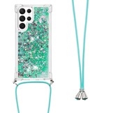 Samsung Galaxy S23 Ultra Telefoonhoes met koord - Glitter Groen