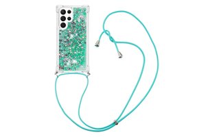Lunso - Samsung Galaxy S23 Ultra - Telefoonhoes met koord - Glitter Groen