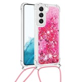 Samsung Galaxy S23 Plus Telefoonhoes met koord - Glitter Roze
