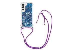 Lunso - Samsung Galaxy S23 Plus - Telefoonhoes met koord - Glitter Blauw