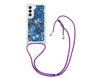 Lunso - Samsung Galaxy S23 Plus - Telefoonhoes met koord - Glitter Blauw