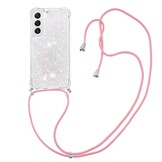 Samsung Galaxy S23 Plus Telefoonhoes met koord - Glitter Zilver/Roze