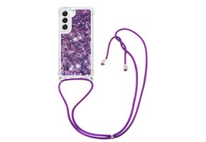 Lunso - Samsung Galaxy S23 Plus - Telefoonhoes met koord - Glitter Paars
