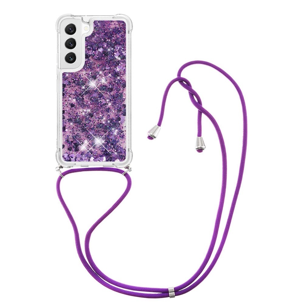 Lunso - Samsung Galaxy S23 Plus - Telefoonhoes met koord - Glitter Paars