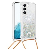 Samsung Galaxy S23 Plus Telefoonhoes met koord - Glitter Zilver