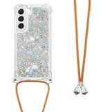 Samsung Galaxy S23 Plus Telefoonhoes met koord - Glitter Zilver