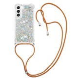 Samsung Galaxy S23 Plus Telefoonhoes met koord - Glitter Zilver