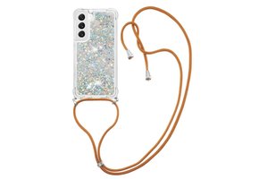 Lunso - Samsung Galaxy S23 Plus - Telefoonhoes met koord - Glitter Zilver