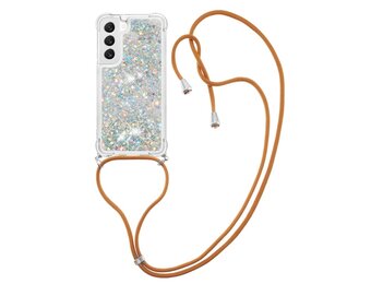 Lunso - Samsung Galaxy S23 Plus - Telefoonhoes met koord - Glitter Zilver