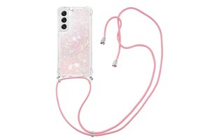 Lunso - Samsung Galaxy S23 Plus - Telefoonhoes met koord - Glitter Lichtroze