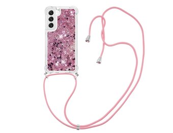 Lunso - Samsung Galaxy S23 Plus - Telefoonhoes met koord - Glitter Rose