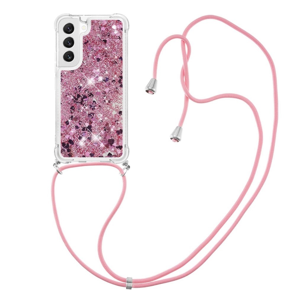 Lunso - Samsung Galaxy S23 Plus - Telefoonhoes met koord - Glitter Rose