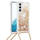 Samsung Galaxy S23 Plus Telefoonhoes met koord - Glitter Goud