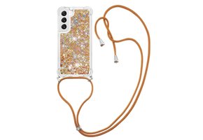 Lunso - Samsung Galaxy S23 Plus - Telefoonhoes met koord - Glitter Goud