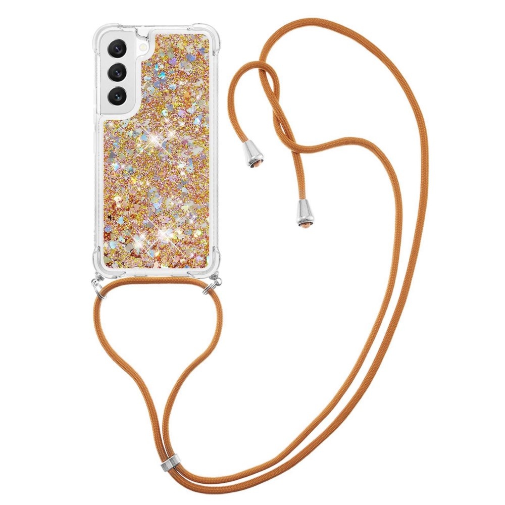 Samsung Galaxy S23 Plus Telefoonhoes met koord - Glitter Goud