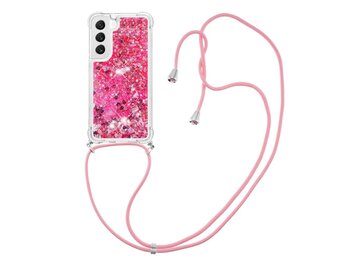 Lunso - Samsung Galaxy S23 - Telefoonhoes met koord - Glitter Roze