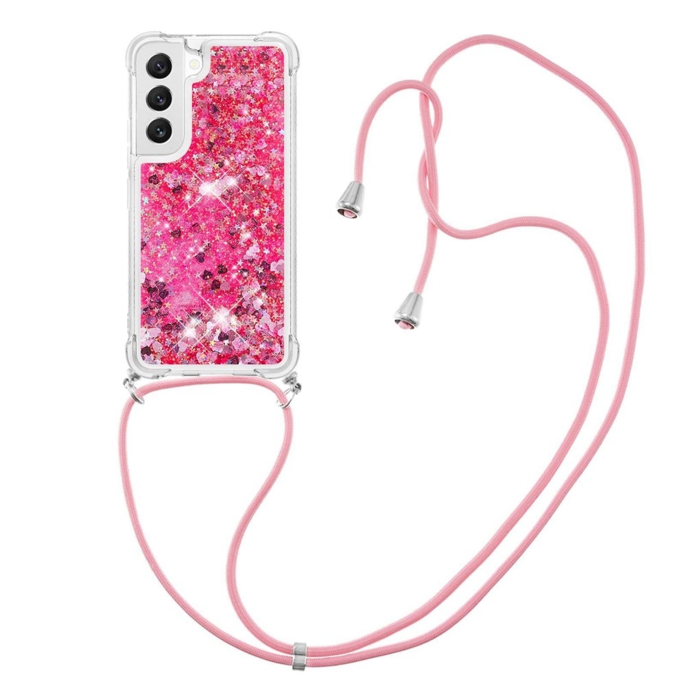 Samsung Galaxy S23 Telefoonhoes met koord - Glitter Roze