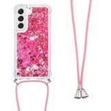 Samsung Galaxy S23 Telefoonhoes met koord - Glitter Roze