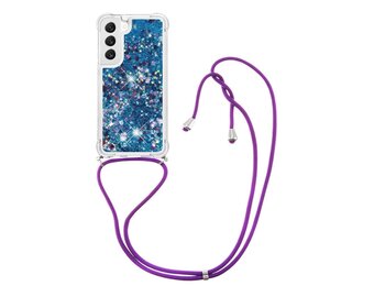 Lunso - Samsung Galaxy S23 - Telefoonhoes met koord - Glitter Blauw