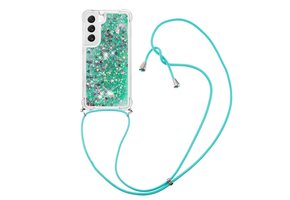 Lunso - Samsung Galaxy S23 - Telefoonhoes met koord - Glitter Groen